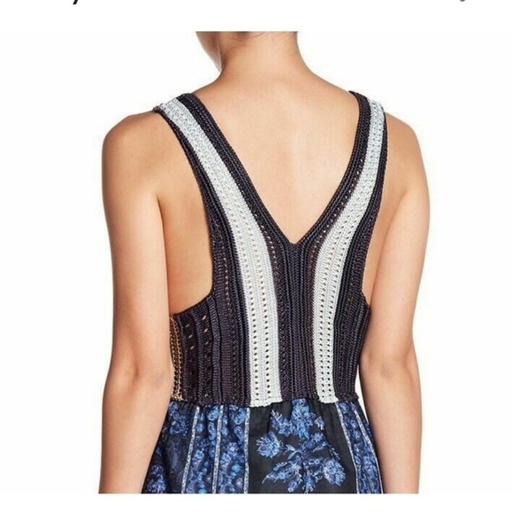 Free People "Katie" mini dress, crochet bodice and floral print skirt - Picture 2 of 12